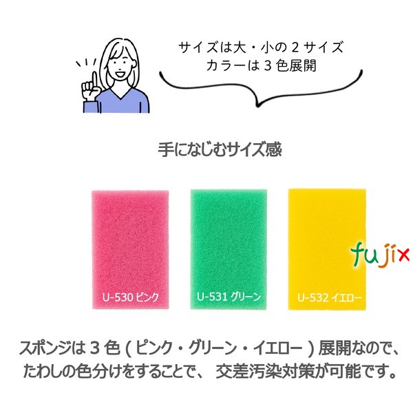 業務用 スポンジ たわし U-530  キクロンプロマイスポンジプラス 小 ピンク120個／ケース
