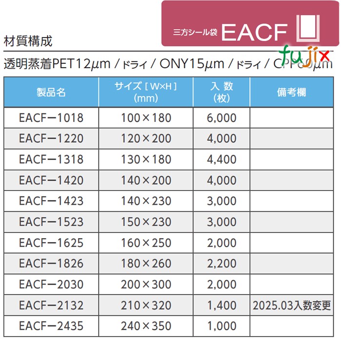EACF-1523 三方シール袋 150×230mm 3000枚／ケース 食品OK ナイロンポリ 日本製 カウパック