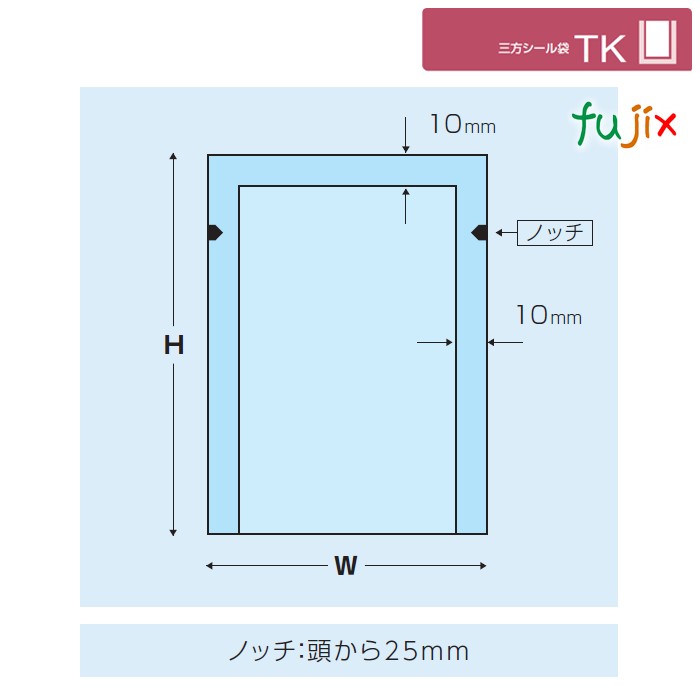 TK-1 三方シール袋 100×400mm 3300枚／ケース 食品OK ナイロンポリ 日本製 カウパック